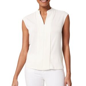 Hobbs Leena Sleeveless V Neck Blouse Top White